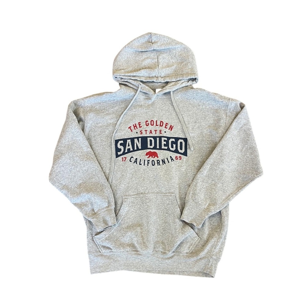 POINTMens San‎ Diego California Graphic Hoodie Sweatshirt Grey XL Comfy Fleece